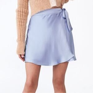 NWT Cotton On Santorini Satin Wrap Mini Skirt in Soft Blue MEDIUM